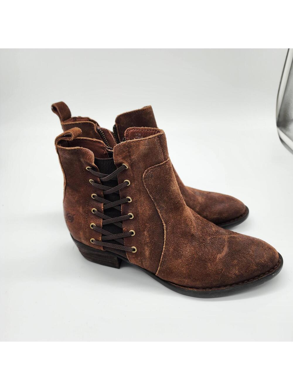 New Born Tarkiln brown distressed leather ankle boots 9.5 dayle - Picture 9 of 9